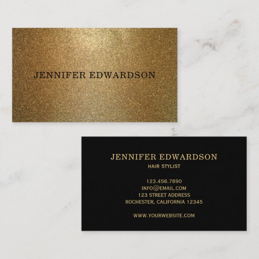 Modernes Gold Schwarz stilvoll beruflich Visitenkarte (Vorne/Hinten)