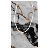 Modernes Gold Schwarz-Weiß-Marmor Kleine Geschenktüte (Rückseite)