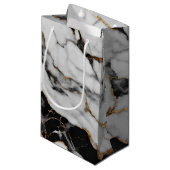 Modernes Gold Schwarz-Weiß-Marmor Kleine Geschenktüte (Vorderseite Schrägansicht)