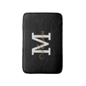 Modernes Gold Schwarz-weiß Monogram Custom Chic Badematte (Vorderseite Vertikal)