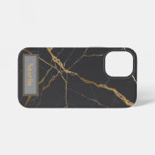 Modernes Gold & schwarzer Marmor Minimalistischer iPhone Hülle (Rückseite (Horizontal))
