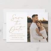 Modernes Gold Script 2 Foto Save The Date (Vorderseite)