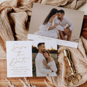 Modernes Gold Script 2 Foto Save The Date
