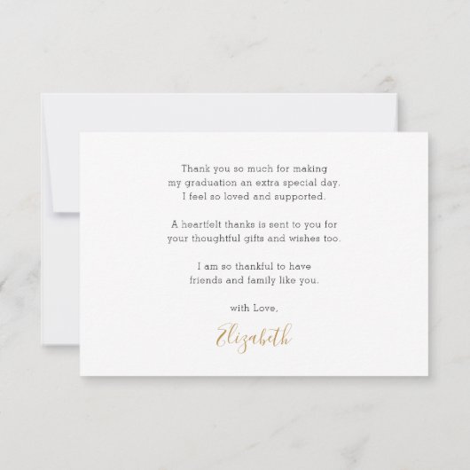 Modernes Gold Script 3 Foto Abschluss Dankeskarte (Rückseite)