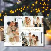 Modernes Gold Script 5 Foto Collage Weihnachten Postkarte