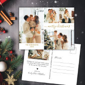 Modernes Gold Script 5 Foto Collage Weihnachten Postkarte