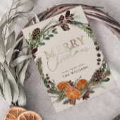 Modernes Gold Script Citrus Wreath Weihnachten