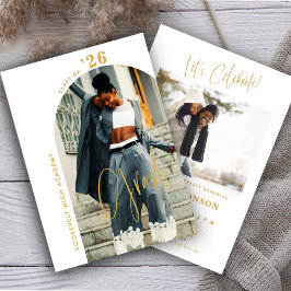 Modernes Gold Script Foto 2024 Minimal Grad Party Einladung