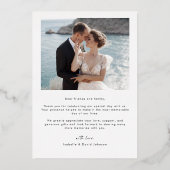 Modernes Gold Script Foto Hochzeit Dankeschön Kart Folieneinladung (Rückseite)