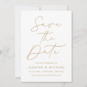 Modernes Gold Script-Foto Save The Date (Vorderseite)