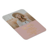 Modernes Gold Script Grad Party Foto Einladung Magnet (Rechte Seite)