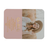 Modernes Gold Script Grad Party Foto Einladung Magnet (Horizontal)