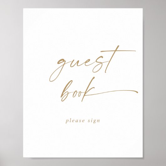 Modernes Gold Script Guest Book Sign Poster (Vorne)