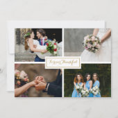 Modernes Gold Script Hochzeitsfotocollage Dankeskarte (Vorderseite)