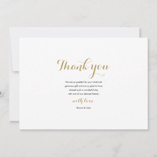 Modernes Gold Script Hochzeitsfotocollage Dankeskarte (Rückseite)