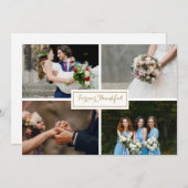 Modernes Gold Script Hochzeitsfotocollage Dankeskarte (Vorne/Hinten)