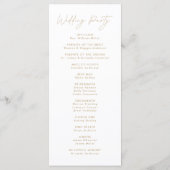Modernes Gold Script-Hochzeitsprogramm (Rückseite)