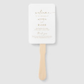 Modernes Gold Script Hochzeitsprogramm Hand Fan Fächer (Vorderseite)