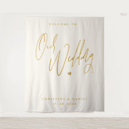 Modernes Gold Script-Hochzeitszeichen Wandteppich