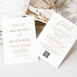 Modernes Gold Script in einem QR Code Hochzeit Einladung