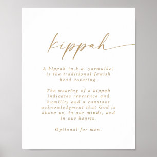 Modernes Gold-Script-Kippah-Zeichen Poster