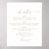 Modernes Gold Script-Menü für Hochzeitspinte Poster (Vorne)