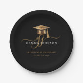 Modernes Gold Script Minimalistisch Abschluss Blac Pappteller (Vorderseite)