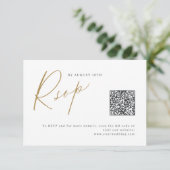 Modernes Gold Script minimalistischer Hochzeitssti RSVP Karte (Stehend Vorderseite)