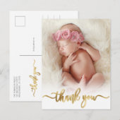 Modernes Gold Script Neugeborenes Baby Foto Vielen Postkarte (Vorne/Hinten)