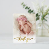 Modernes Gold Script Neugeborenes Baby Foto Vielen Postkarte (Stehend Vorderseite)