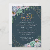 Modernes Gold Script Niedlich Succules Brautparty Einladung (Vorderseite)