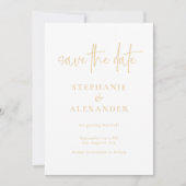 Modernes Gold Script QR Code Hochzeit Save The Date (Vorderseite)