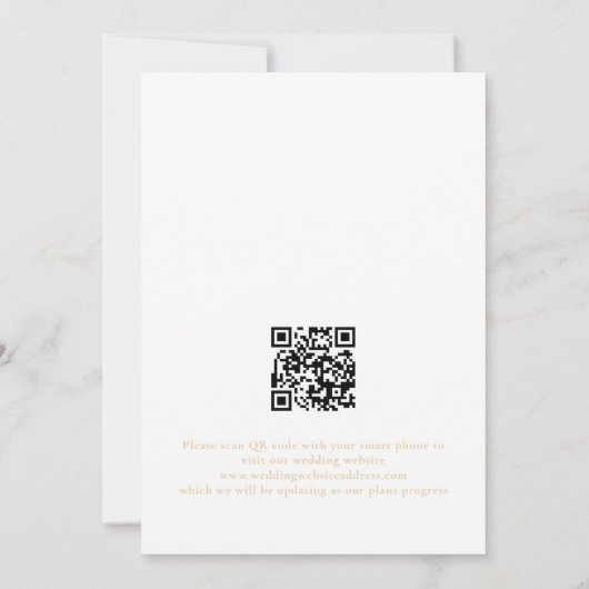 Modernes Gold Script QR Code Hochzeit Save The Date (Rückseite)