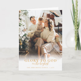 Modernes Gold Script Religious Christmas Foto Feiertagskarte