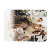 Modernes Gold Script Religious Christmas Foto Magnet (Horizontal)