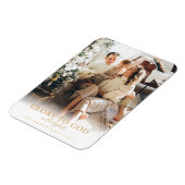 Modernes Gold Script Religious Christmas Foto Magnet (Linke Seite)