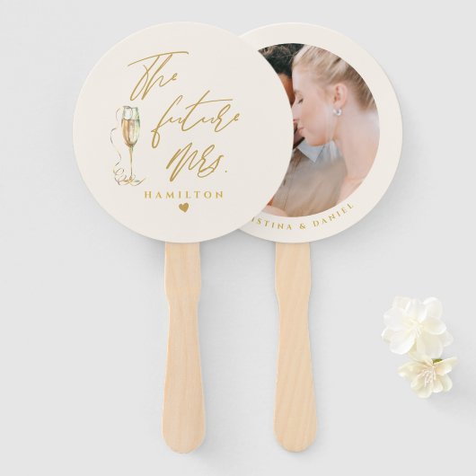 Modernes Gold Script Typografy Foto Fächer (Vorne und Hinten)