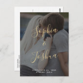 Modernes Gold Script Vellum Look Foto Save the Dat Postkarte (Vorne/Hinten)