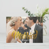 Modernes Gold Script Verheiratetes Foto Vielen Dan Einladung (Stehend Vorderseite)