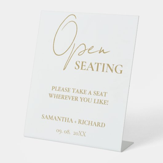 Modernes Gold Script-Zeichen für Hochzeitsfeiern Sockelschild (Vorderseite)