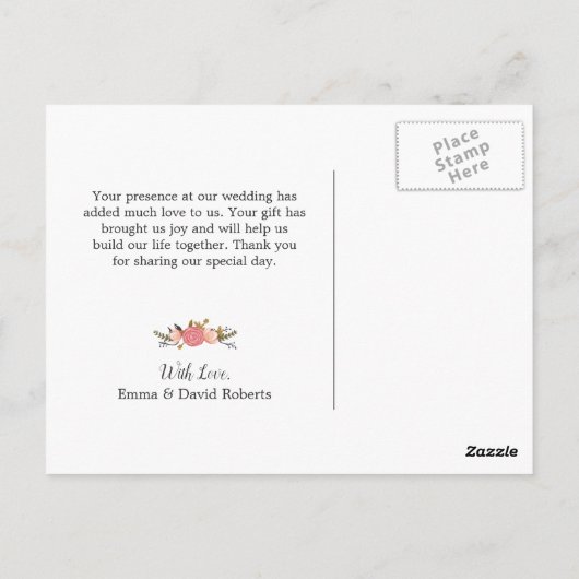 Modernes Gold Sparkler Wedding Foto Vielen Dank Postkarte (Rückseite)