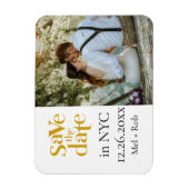 Modernes Gold Split Foto Save the Date Magnet (Vertikal)