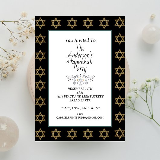 Modernes Gold Star des David Hanukkah Day Party Einladung