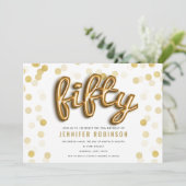 Modernes Gold steigt Glitzer-50. Geburtstag im Einladung (Stehend Vorderseite)