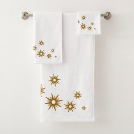 Modernes Gold Sternexplosion Design Badetuch Set