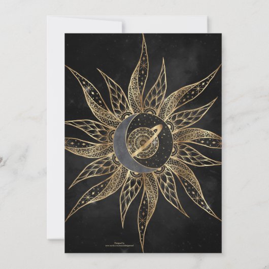Modernes Gold Sun Moon Planet Universe Mandala Einladung (Rückseite)