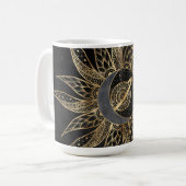 Modernes Gold Sun Moon Planet Universe Mandala Kaffeetasse (Vorderseite Links)