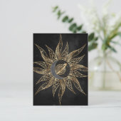 Modernes Gold Sun Moon Planet Universe Mandala Postkarte (Stehend Vorderseite)