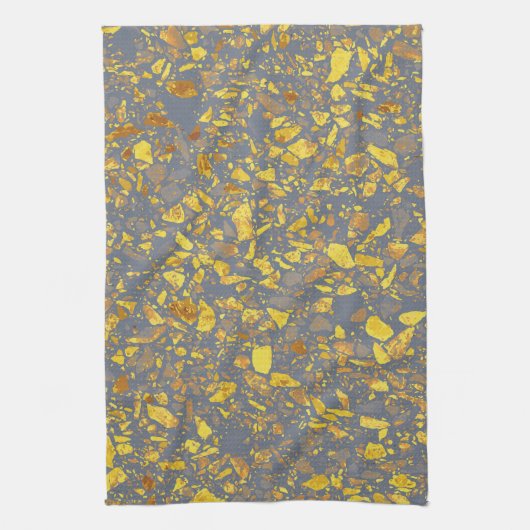Modernes Gold Terrazzo Muster Geschirrtuch (Vertikal)