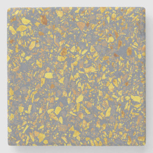 Modernes Gold Terrazzo Muster Steinuntersetzer